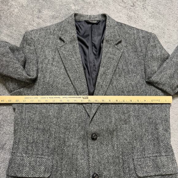 Jos A Bank Wool Herringbone Blazer Sport Coat Mens 42L Padded Shoulders Elbow - Picture 6 of 9